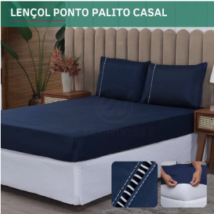 Jogo De Cama Casal Padrão 3 Peças Fronha Ponto Palito C/ Elástico 400 Fios