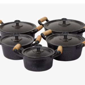 Jogo De Panela Alumínio Fundido Batido Grosso Preto 5 Peças