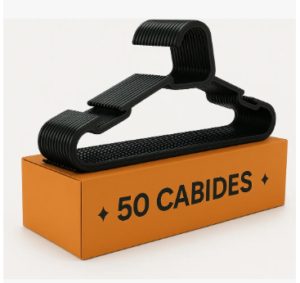 Kit 50 Cabide Adulto Preto Reforçado Organizador Combate
