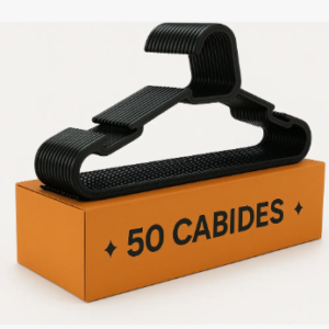 Kit 50 Cabide Adulto Preto Reforçado Organizador Combate