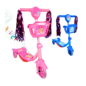 Patinete Infantil 3 Rodas Com Led Som E Cesta Menino Menina