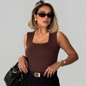 Blusa Regata Feminino Decote Quadrado