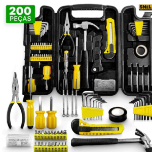 Kit Jogo De Ferramentas Completo 200 Pcs C/Soquetes Chaves Maleta