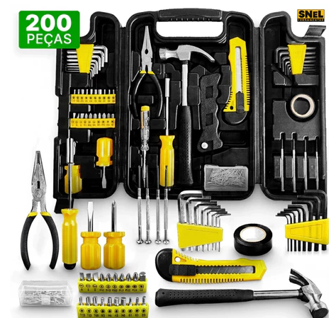 Kit Jogo De Ferramentas Completo 200 Pcs C/Soquetes Chaves Maleta
