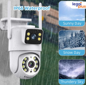 KIT Câmera De Segurança Lente Dupla IP66 Wi-Fi 360° Sensor Movimento Visão Noturna+MICROSD 16GB