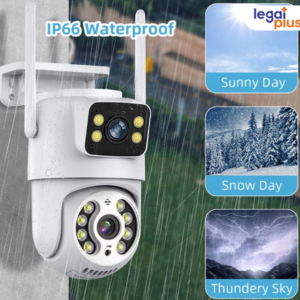 KIT Câmera De Segurança Lente Dupla IP66 Wi-Fi 360° Sensor Movimento Visão Noturna+MICROSD 16GB