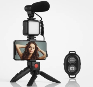 Kit de Gravação Youtuber Vídeo Iluminação LED Tripé Mesa Suporte Microfone