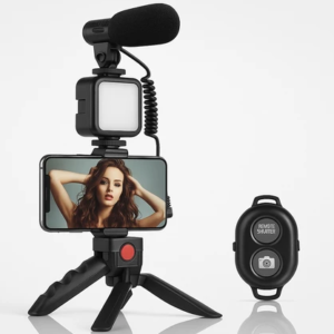 Kit de Gravação Youtuber Vídeo Iluminação LED Tripé Mesa Suporte Microfone