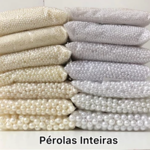 Pérola ABS Inteira COM FURO Branco ou Creme para Pulseiras, Colares e Laços