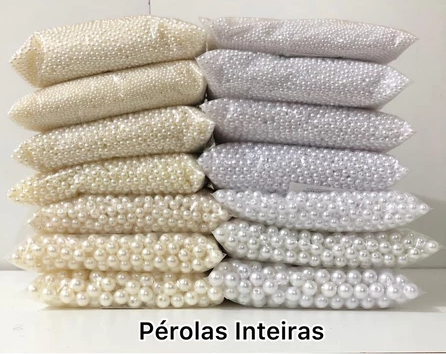 Pérola ABS Inteira COM FURO Branco ou Creme para Pulseiras, Colares e Laços
