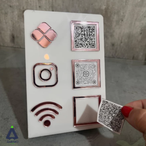 Placa Pix Acrílico 3 em 1 - Instagram Wi-fi Pagamento via QR Code