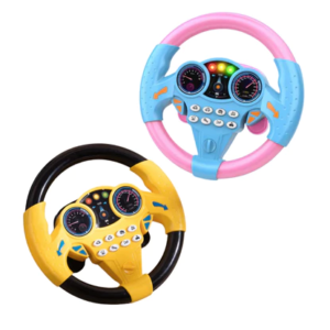 Brinquedo Volante Co-piloto Infantil Musical Luz e Som- Amarelo/Rosa