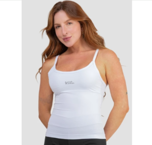 Regata Alça Fina Fitness Blusa Feminino Liso Poliamida Tank Top Slim Camiseta Academia Verão