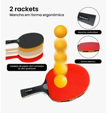 Kit Raquete Ping Pong Profissional + Rede - Tênis De Mesa - Imagem 2