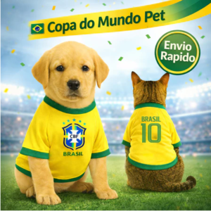 ROUPA PET Brasil COPA Cachorro Gato Seleção Animal