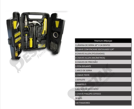 Kit Jogo De Ferramentas Completo 200 Pcs C/Soquetes Chaves Maleta - Imagem 2