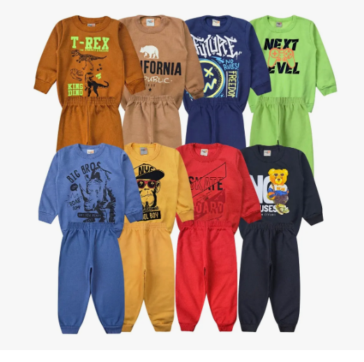 Kit 6 Peças Moletom Masculino 3 Conjunto Inverno Infantil - Imagem 2