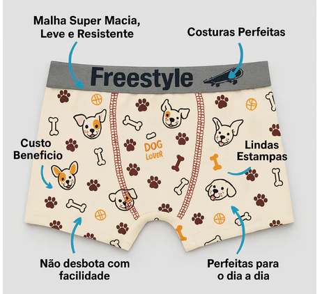 KIT 2, 4 ou 6 Cuecas Infantis Boxer 100% Algodão Toque Macio, Conforto e Estampas Divertidas