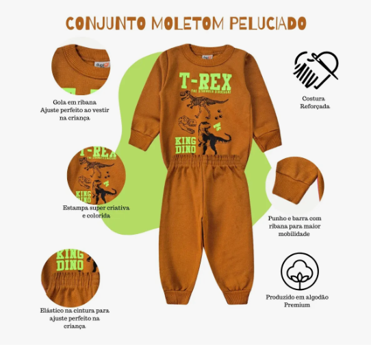 Moletom Masculino 3 Conjunto Inverno Infantil